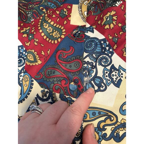 Vintage Women’s Jackfin Sz 8 Big Collar Paisley Disco Button Down Shirt - Picture 3 of 7